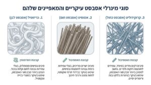 סוגי אסבסט שונים בצורתם הגולמית