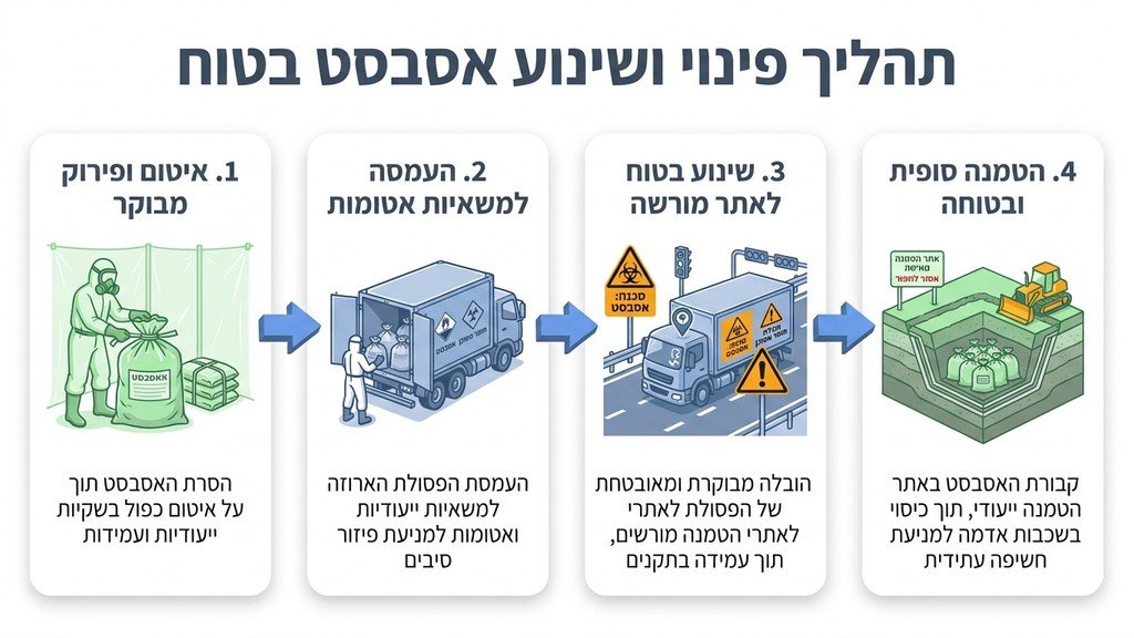 משאית אטומה לפינוי חומרים מסוכנים עוזבת אתר עבודה