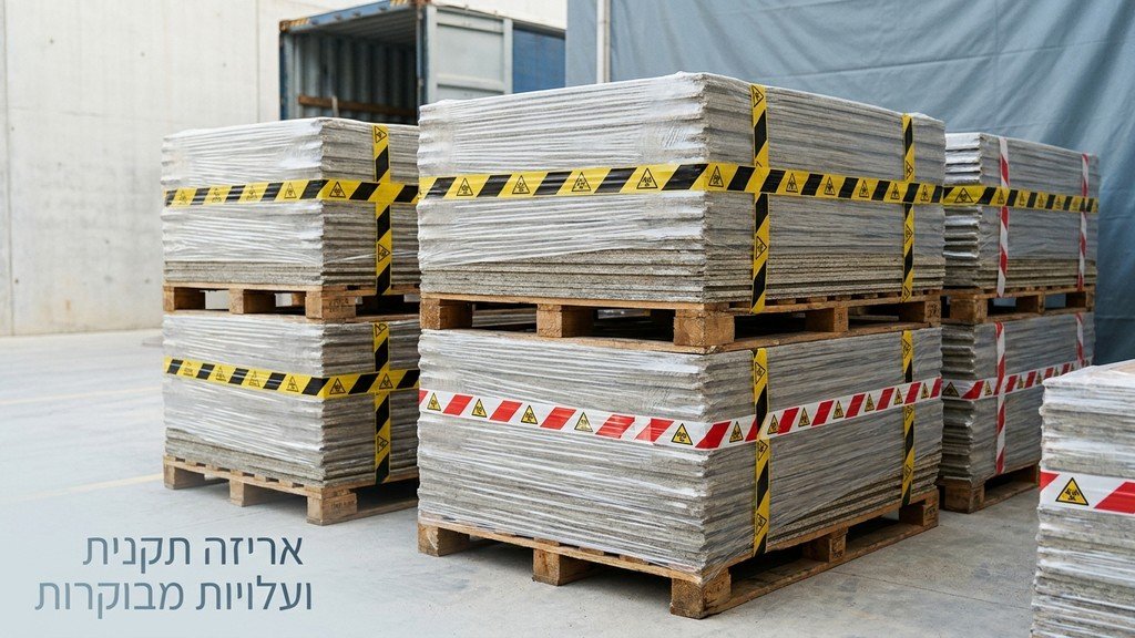 נוצר על ידי מודל בינה מלאכותית Gemini Pro אריזה ועיטוף בטוח של לוחות לפני פינוי לאתר הטמנה