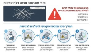 צוות מקצועי מבצע פינוי אסבסט בטיחותי עם ציוד מגן מלא
