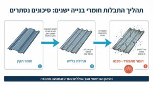גג תעשייתי ישן לפני תהליך פינוי ופירוק