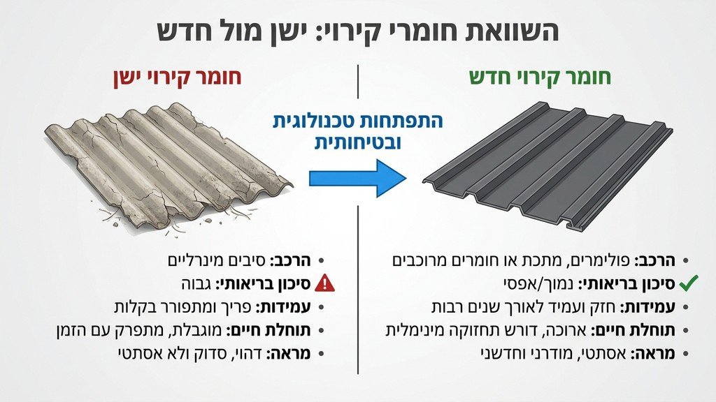 נוצר על ידי מודל בינה מלאכותית Gemini Pro השוואת שיטות טיפול והחלפת גגות ישנים