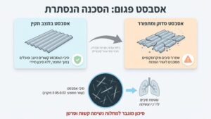 גג אסבסט ישן וסדוק המהווה סכנה בריאותית ומחייב פינוי