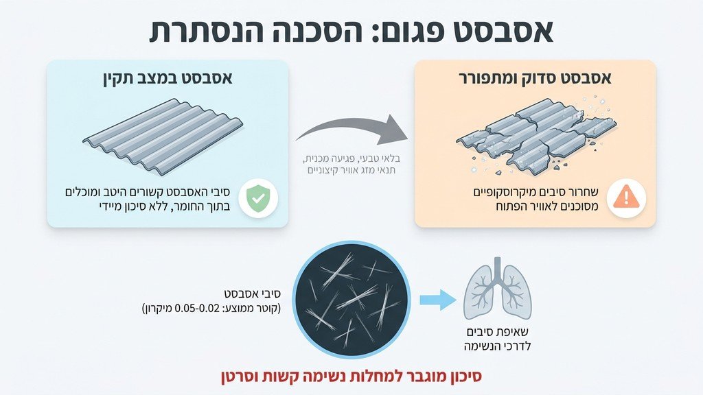 נוצר על ידי מודל בינה מלאכותית Gemini Pro גג אסבסט ישן וסדוק המהווה סכנה בריאותית ומחייב פינוי