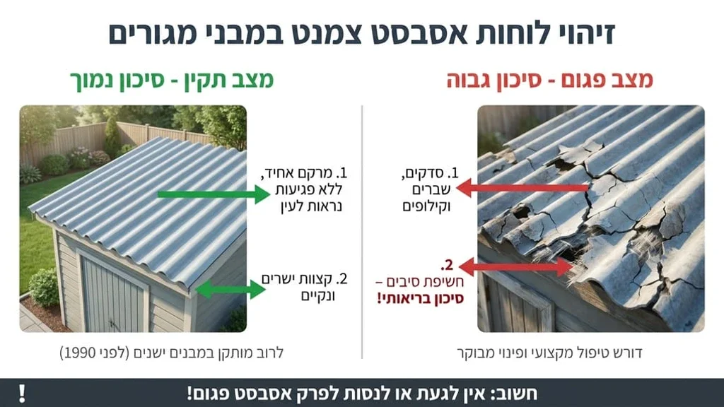 זיהוי לוחות אסבסט במחסן ישן בחצר