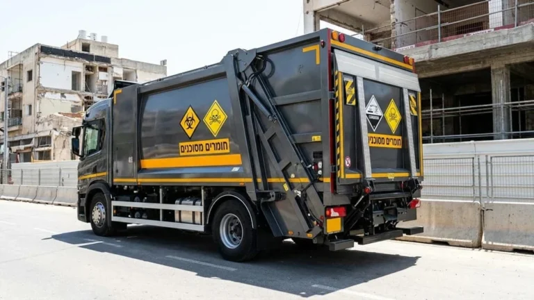 משאית אטומה לפינוי חומרים מסוכנים